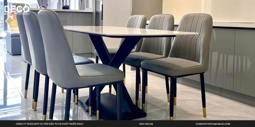 Mẫu bàn ăn 6 ghế mặt đá
