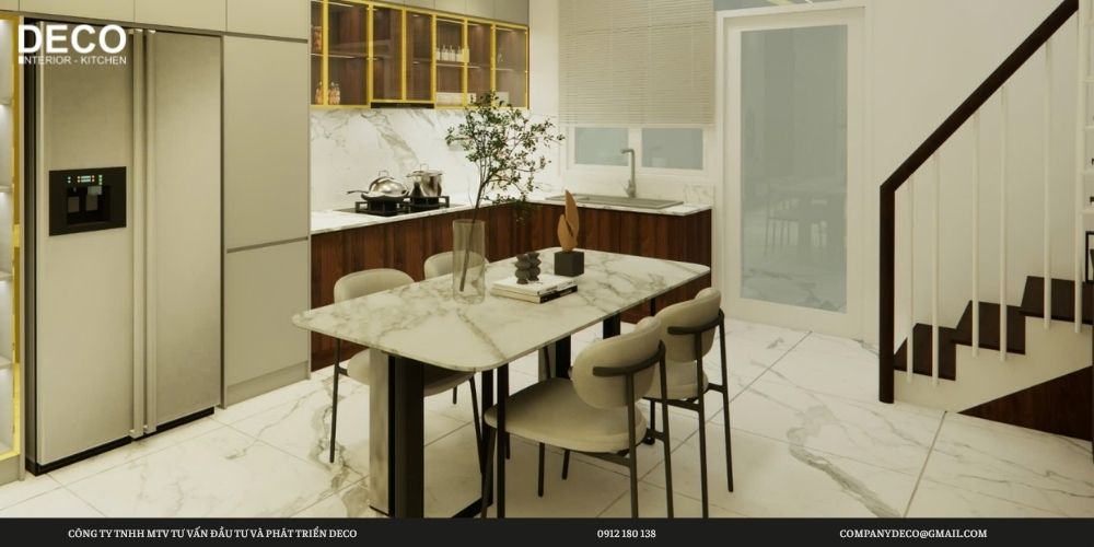 Mẫu bàn ăn vân đá 4 ghế