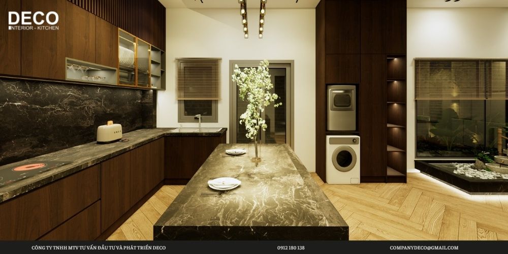 Mẫu đảo bếp vân đá